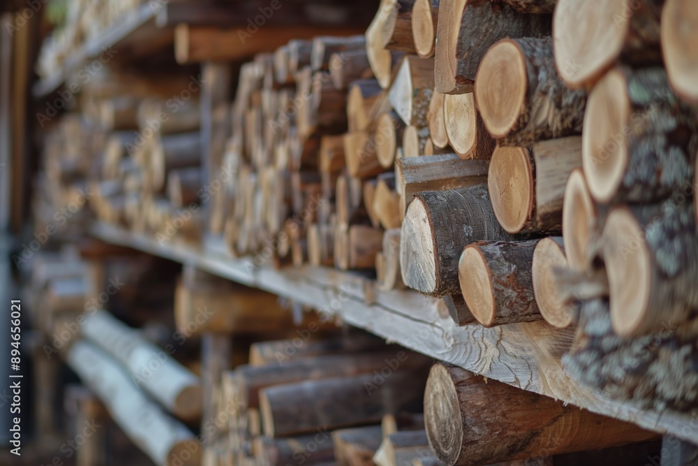 A pile of wood logs stacked on top of each other. The wood logs are of different sizes and shapes. Concept of abundance and resourcefulness, as the wood logs are being used for various purposes A pile of wood logs stacked on top of each other. The wood logs are of different sizes and shapes. Concept of abundance and resourcefulness, as the wood logs are being used for various purposes