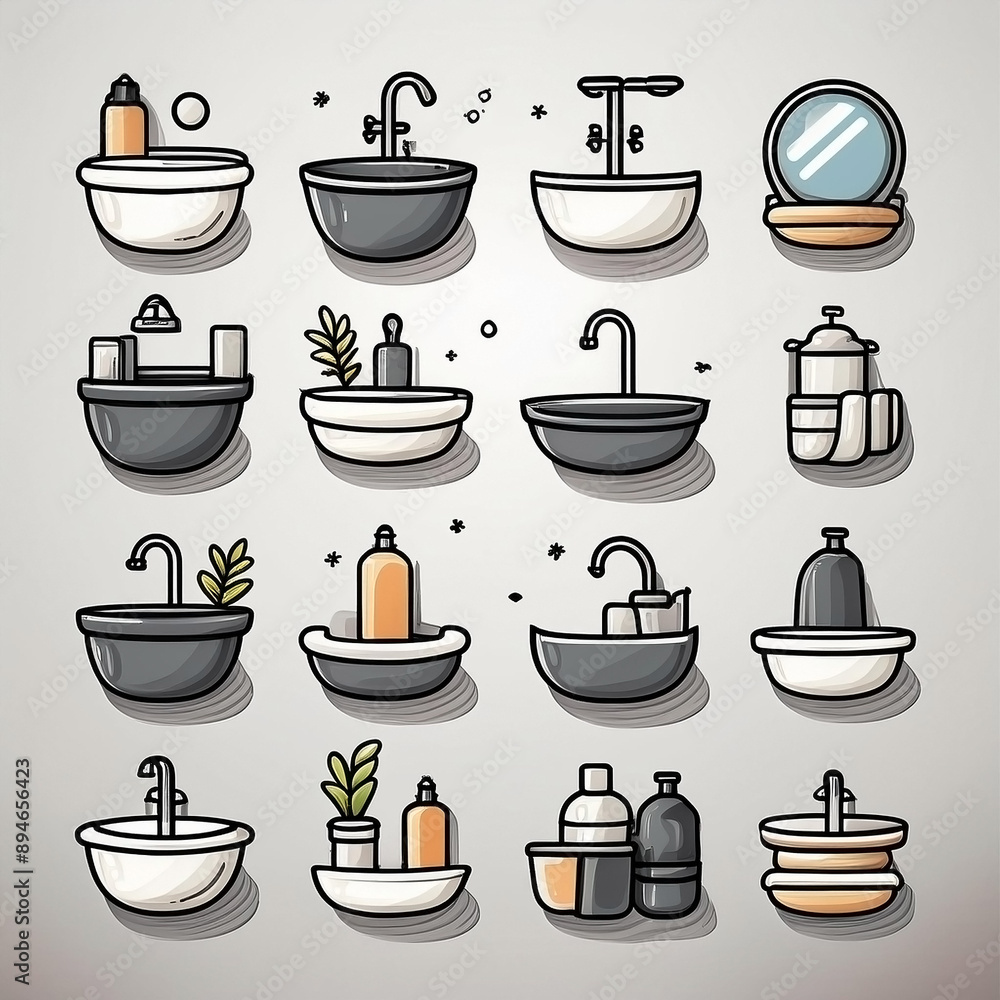 a simple set of icons for the bath room a simple set of icons for the bath room
