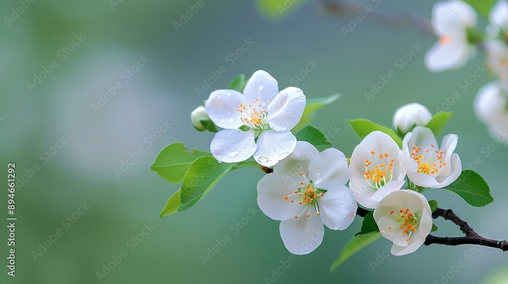 Obraz premium A close up of a branch with white flowers