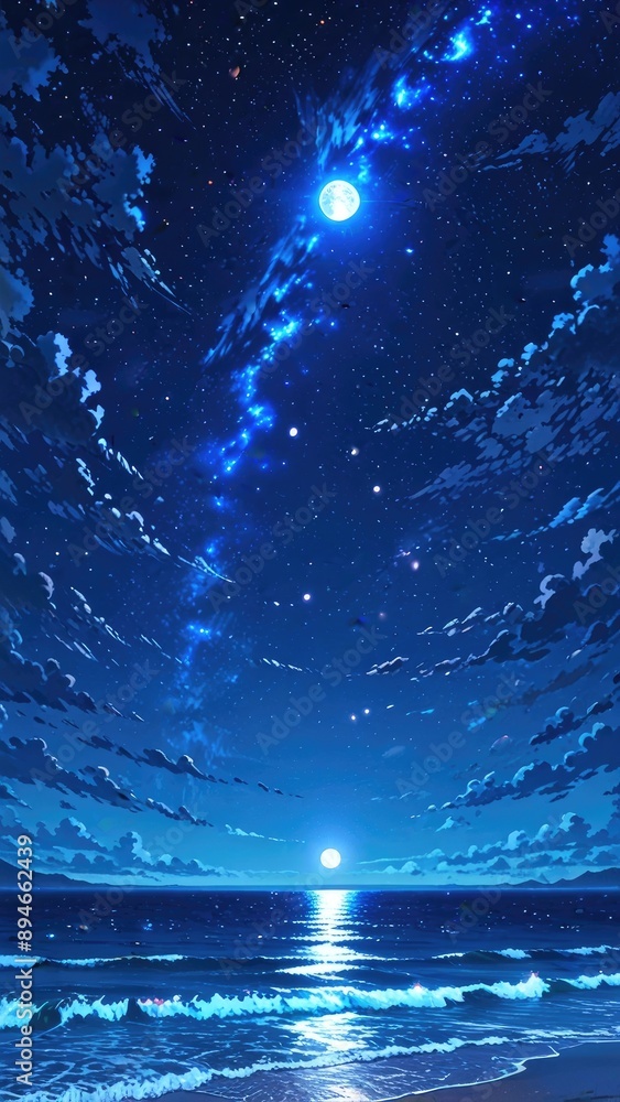 Reflective Ocean under Moonlight Reflective Ocean under Moonlight