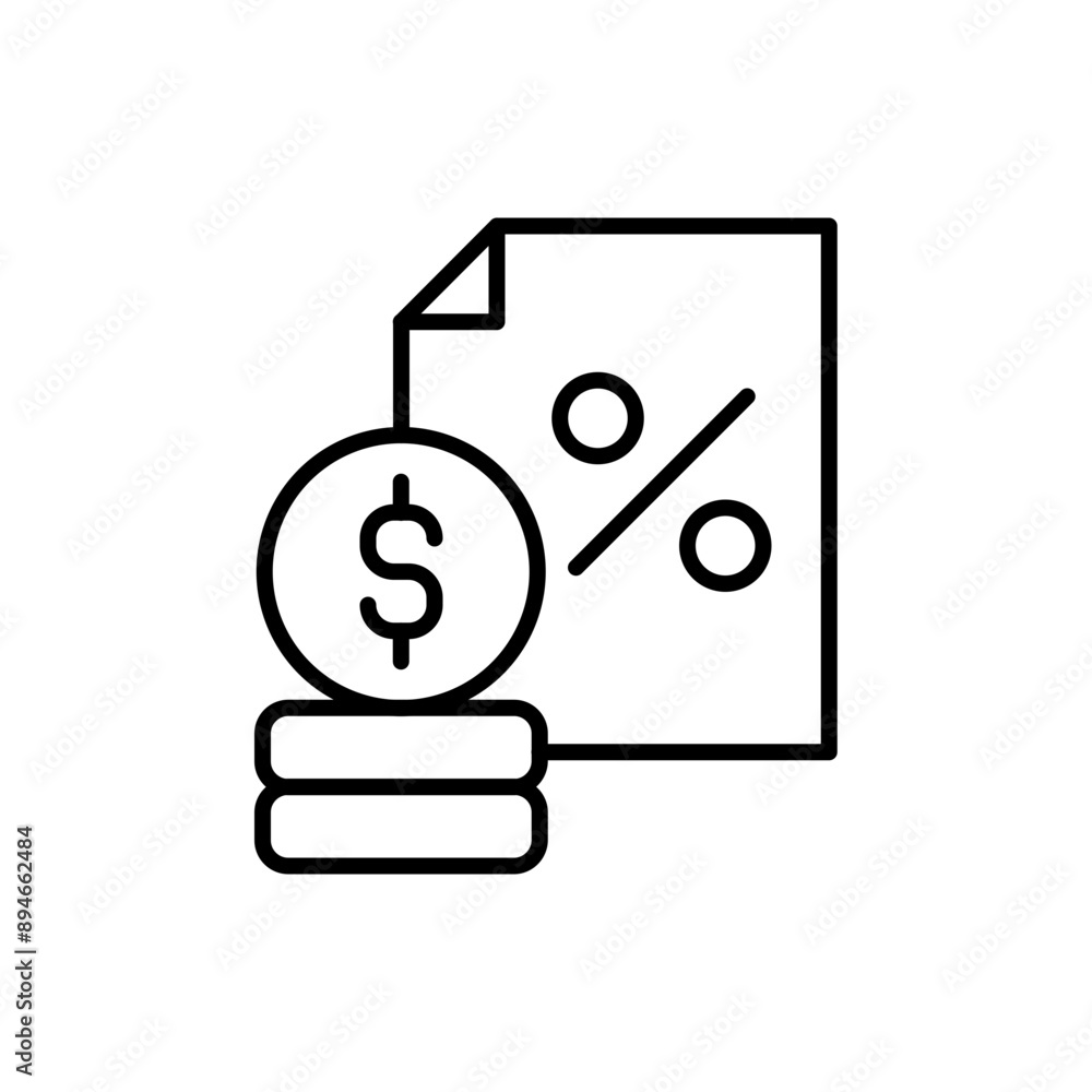 Obraz premium Budget loan outline icons, minimalist vector illustration ,simple transparent graphic element .Isolated on white background