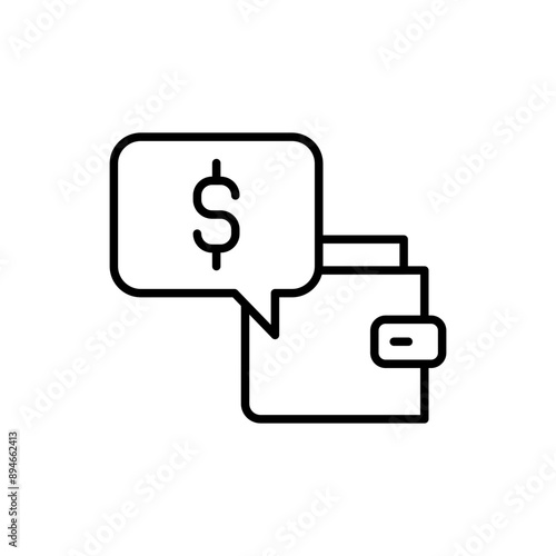 Budget wallet outline icons, minimalist vector illustration ,simple transparent graphic element .Isolated on white background