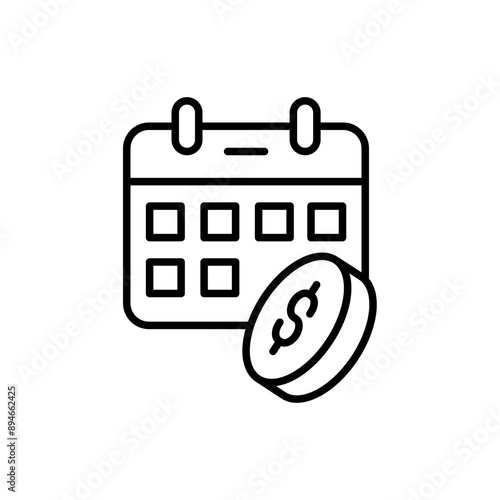 Budget schedule outline icons, minimalist vector illustration ,simple transparent graphic element .Isolated on white background