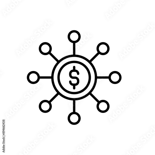 Budget sharing outline icons, minimalist vector illustration ,simple transparent graphic element .Isolated on white background