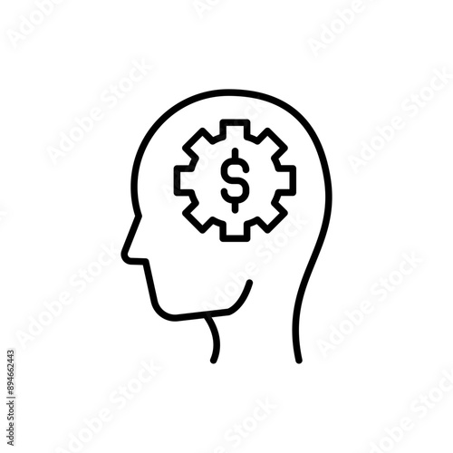 Budget management outline icons, minimalist vector illustration ,simple transparent graphic element .Isolated on white background