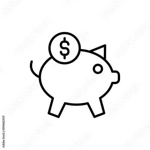 Saving Budget outline icons, minimalist vector illustration ,simple transparent graphic element .Isolated on white background