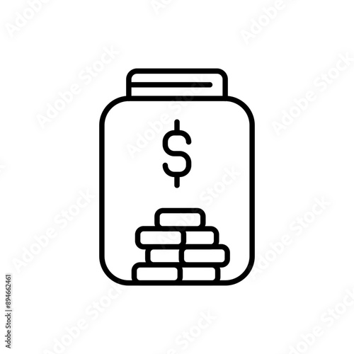 Saving Budget outline icons, minimalist vector illustration ,simple transparent graphic element .Isolated on white background