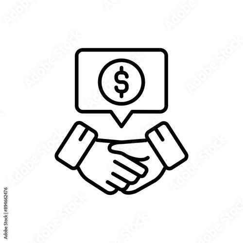 Budget cooperation outline icons, minimalist vector illustration ,simple transparent graphic element .Isolated on white background