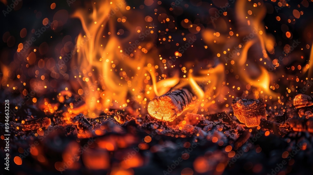 Fire s bokeh on a dark backdrop Fire s bokeh on a dark backdrop