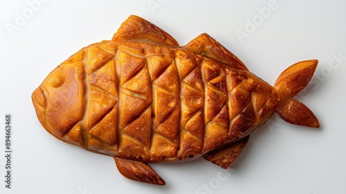 Fish shaped sweet red bean filled pancake from South Korea street food on white background photo