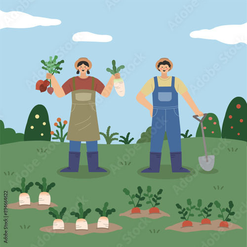 farmers who are happily farming
