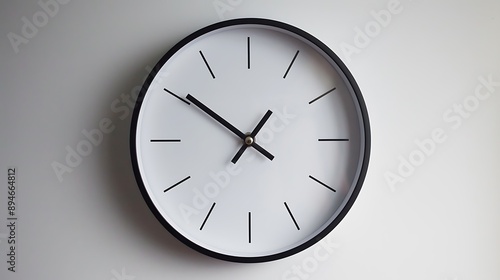 Wallpaper Mural Minimalist wall clock with white face and simple black markers Torontodigital.ca