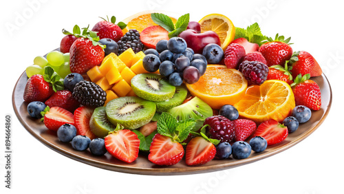 A plate of fruit salad with fresh fruits 