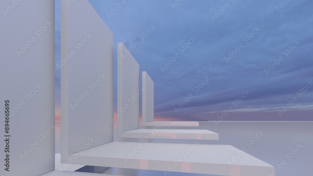 Obraz premium 3d render abstract architecture background building geometric shape