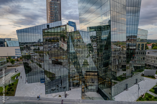 Aerial summer view of Vilnius downtown skyscrapers, Lithuania