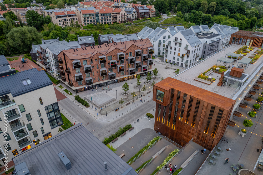Fototapeta premium Aerial summer view of Paupys district, Vilnius old town, Lithuania