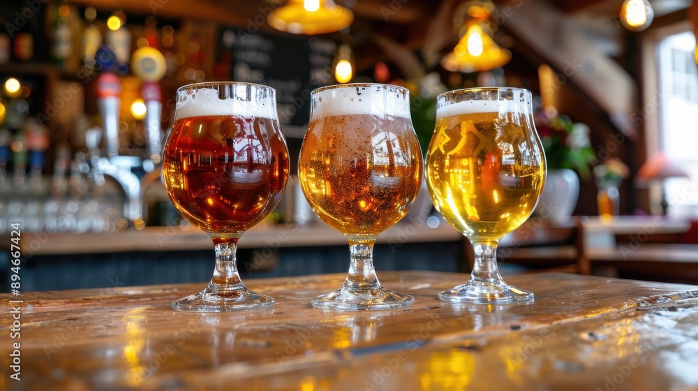 A row of glasses with different colored liquids in them A row of glasses with different colored liquids in them