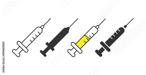 Injection and needle icon set vector graphic design