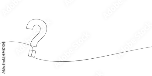 A single line drawing of a question mark. Continuous line question mark symbol icon. One line icon. Vector illustration.