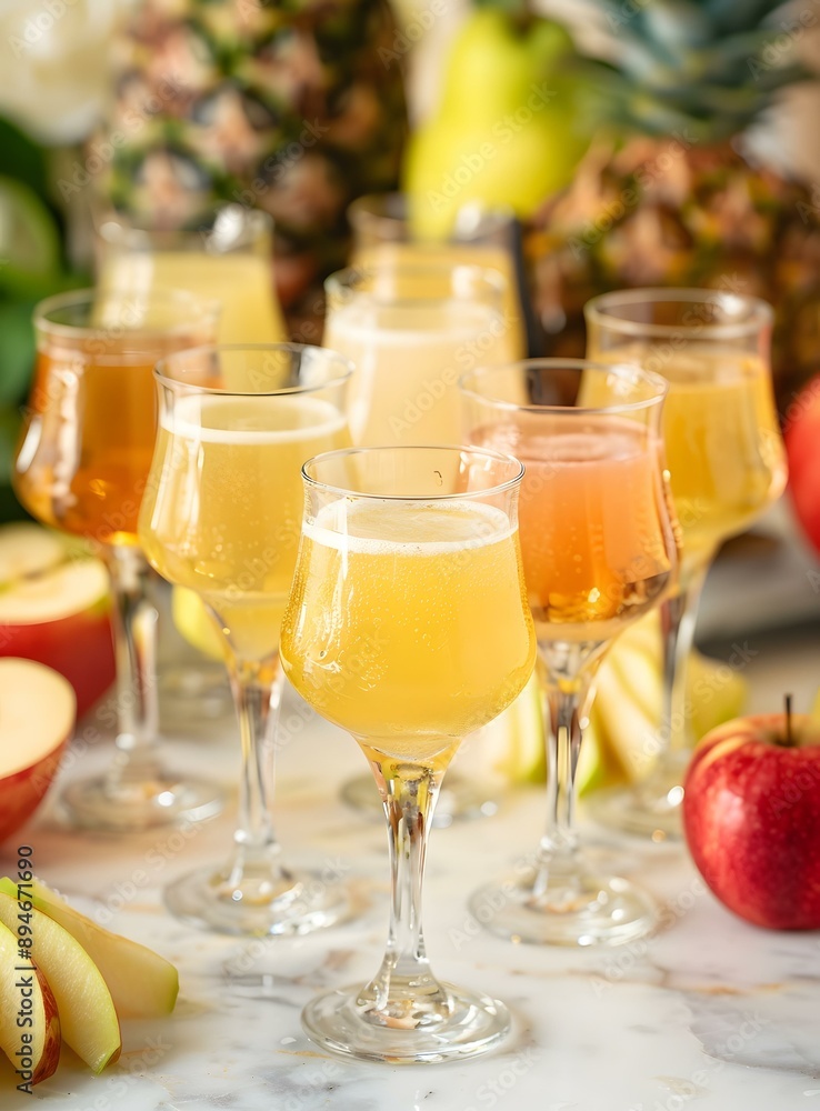 Apple Cider In Glasses With Slices Of Apples Apple Cider In Glasses With Slices Of Apples