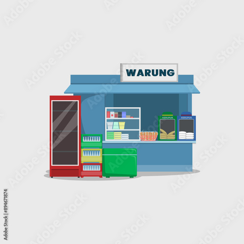 warung rokok illustration. flat cartoon style photo