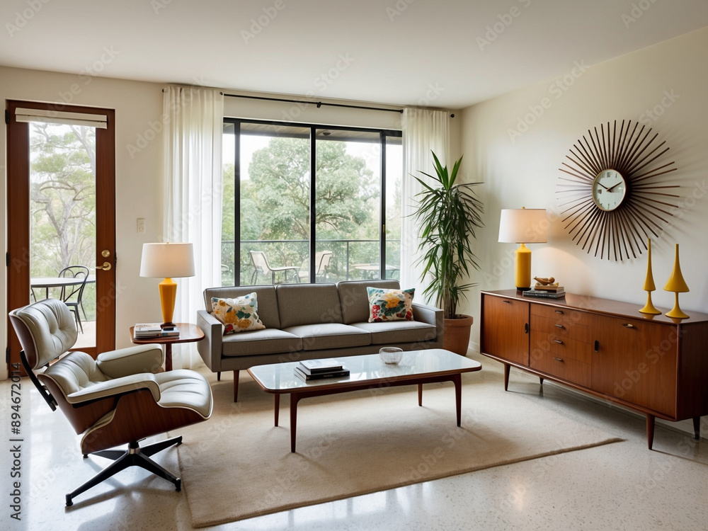 Fototapeta premium Iconic Mid-Century Modern Living Room