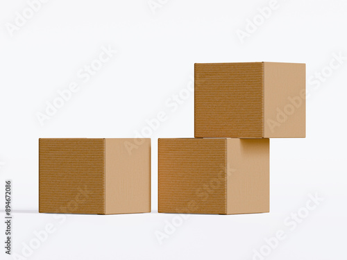 cardboard box on white background, Suitable for packaging mockup - 3D rendering illustration