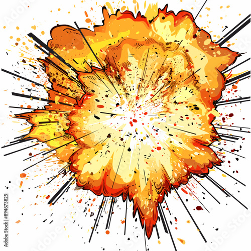 Dynamic Explosion Vector in Collage Style