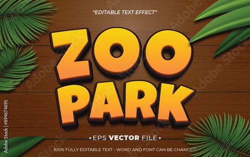 zoo park game 3d text effect modern and playful