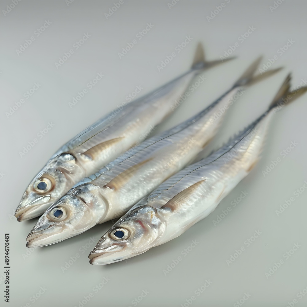 Three fresh fish on a white background Three fresh fish on a white background