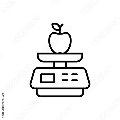Fruit weight scale outline icons, minimalist vector illustration ,simple transparent graphic element .Isolated on white background