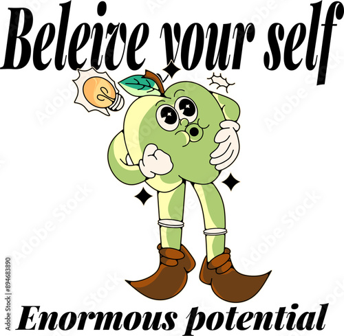 green apple mascot, ambitious dreamer