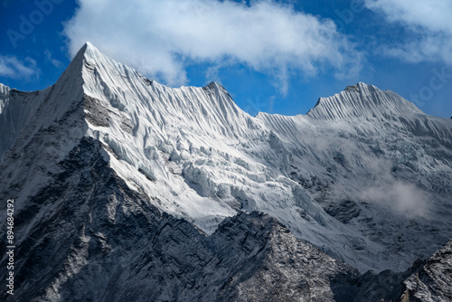 the snow mountain on EBC trekking trip in Nepal photo