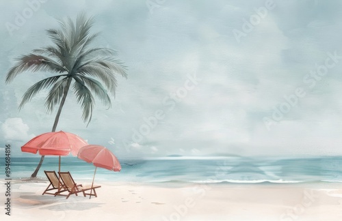 Beach Chairs Under Umbrellas