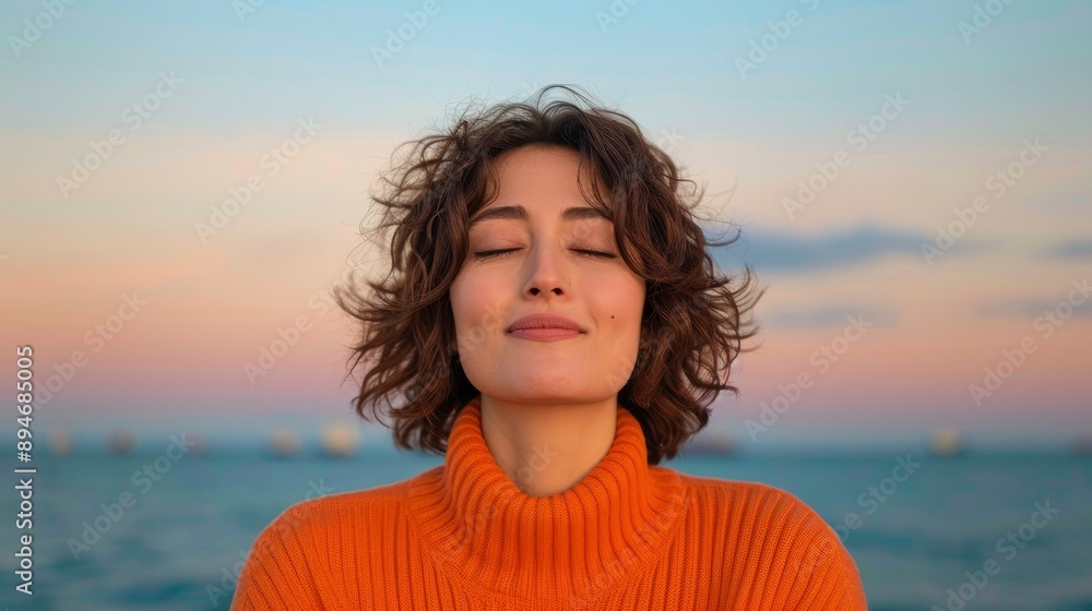 An Asian Woman Traveler, Posing Against The Stunning Sunset At Wat Arun, The Temple Of Dawn An Asian Woman Traveler, Posing Against The Stunning Sunset At Wat Arun, The Temple Of Dawn