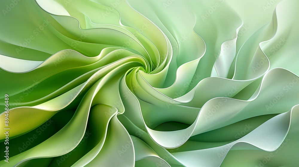 Minimalist Poster with 3D Fluid Lines in Green and Lime Minimalist Poster with 3D Fluid Lines in Green and Lime