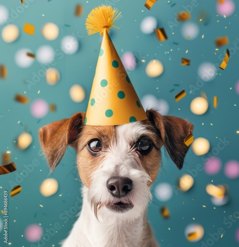 Dog Wearing Party Hat