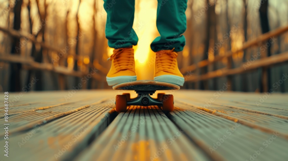 An Inline Skater, Performing Impressive Stunts Against An Abstract Urban Street Background An Inline Skater, Performing Impressive Stunts Against An Abstract Urban Street Background