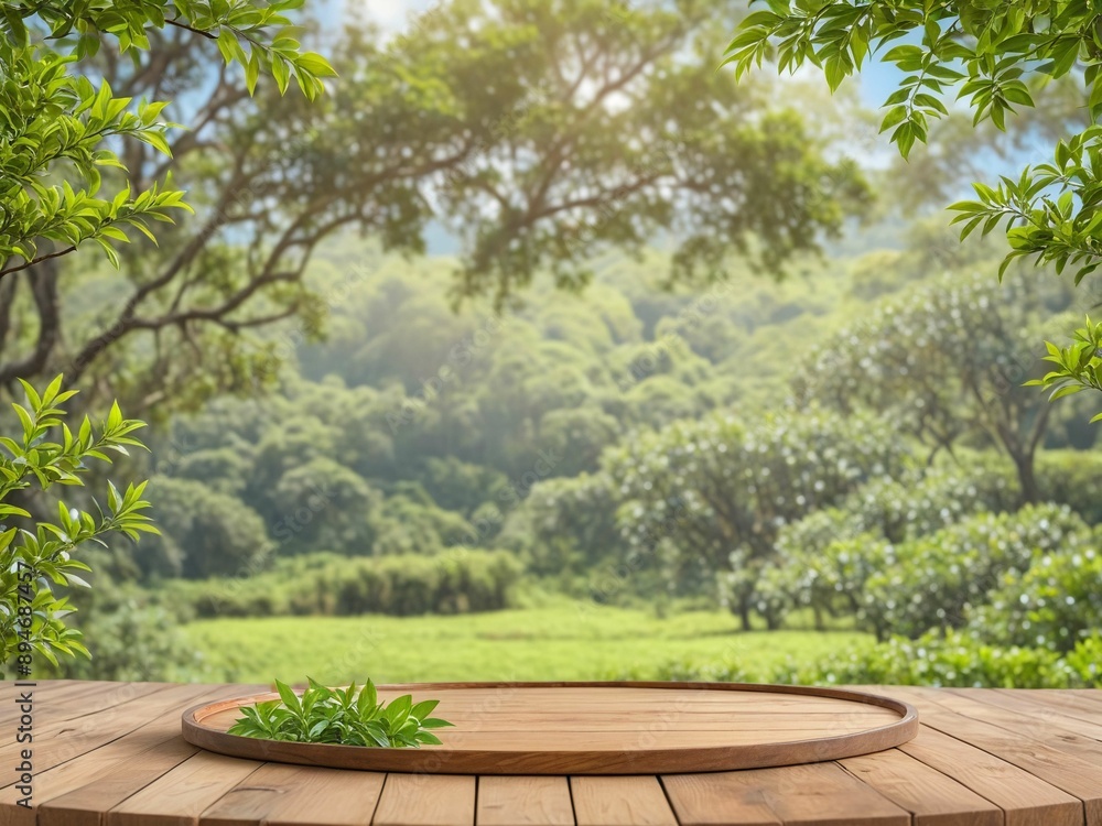 garden in the park with circle podium with leaves garden in the park with circle podium with leaves