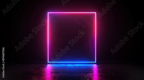 Wallpaper Mural Glowing Neon Frame with Pink and Blue Lights on Dark Background. Generative AI Torontodigital.ca
