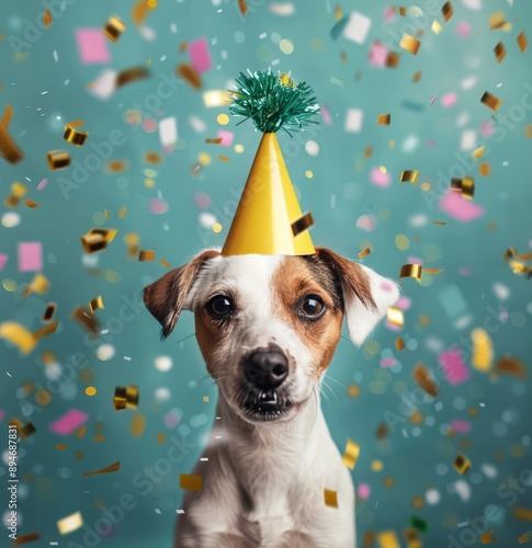 Dog Wearing Party Hat