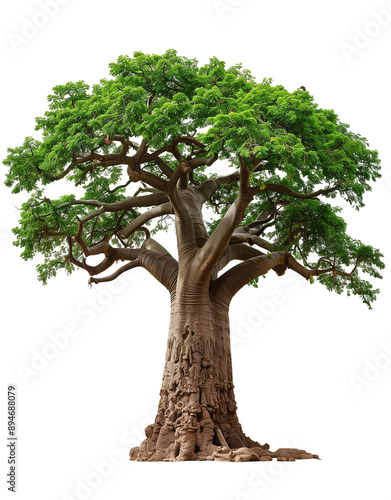 Baobab albero verde tropicale, cut out. su sfondo trasparente.	