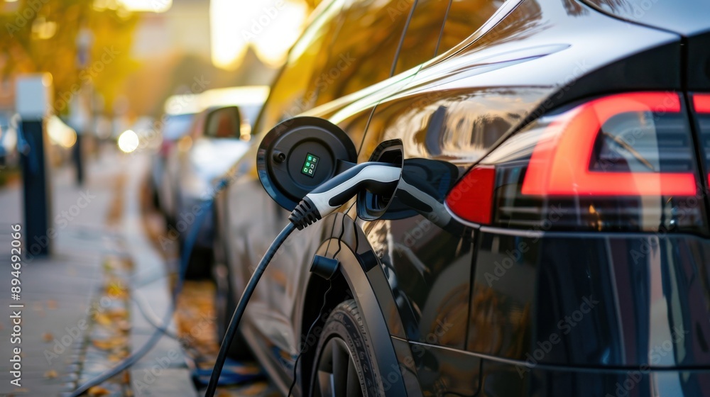 Sustainable Family Road Trip Adventure: Electric SUV Charging at Public Station Sustainable Family Road Trip Adventure: Electric SUV Charging at Public Station