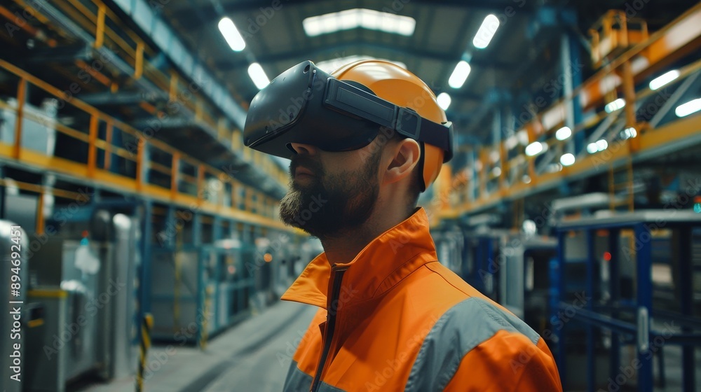 custom made wallpaper toronto digitalCreate an illustration showing how technicians use virtual reality (VR) for maintenance and inspection tasks, highlighting immersive headsets and realistic VR surroundings --ar 16:9