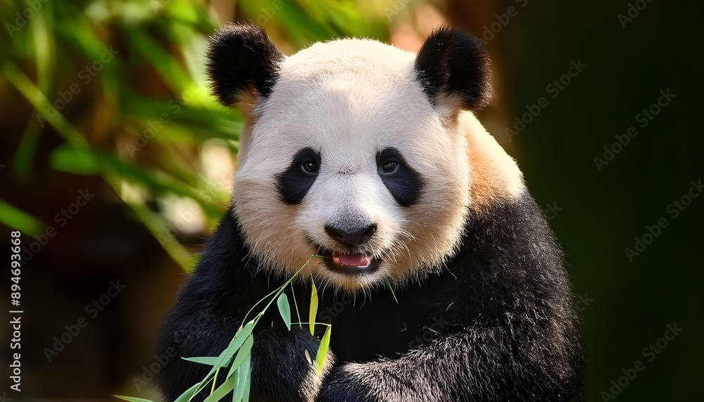 Obraz premium Portrait happy cute playful funny panda animal wildlife 