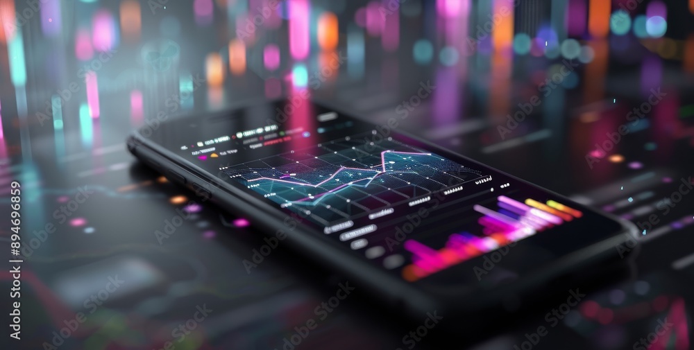 Smartphone Displaying Data Graph Smartphone Displaying Data Graph