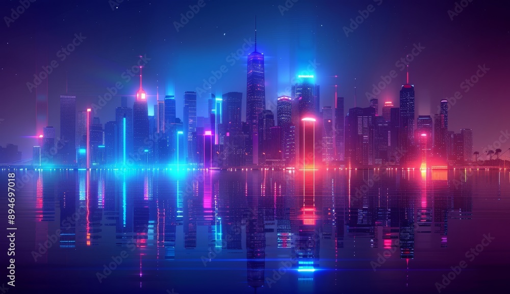 A futuristic neon city capital tower with futuristic technology background, a future modern building virtual reality, digital design, a digital technology scene with generative AI. A futuristic neon city capital tower with futuristic technology background, a future modern building virtual reality, digital design, a digital technology scene with generative AI.