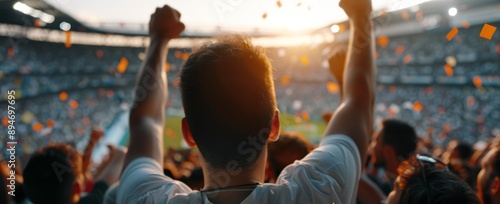 Man Celebrating Victory at Stadium