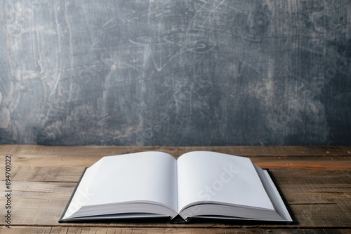 Blank Book Open on Table