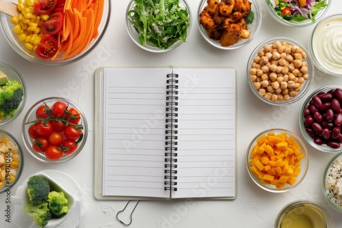 Meal Prep Containers With Blank Notebook